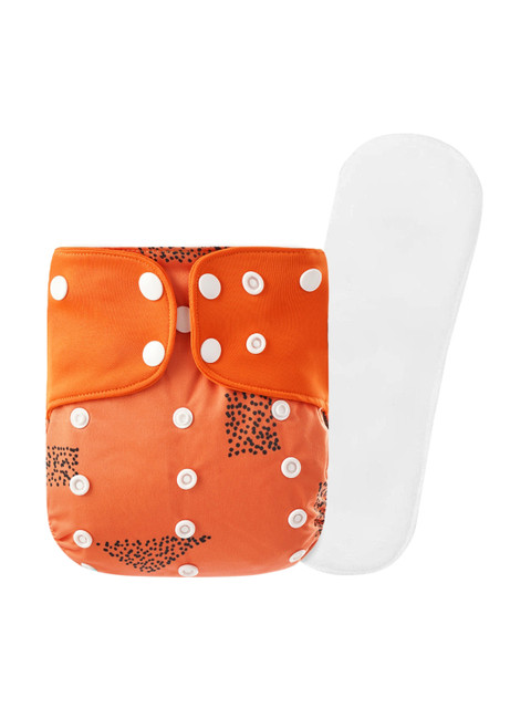 

GUCHIGU Infant Kids Orange & Black Printed Reusable Diaper