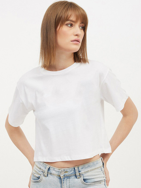

Dipsha White Boxy Crop Top