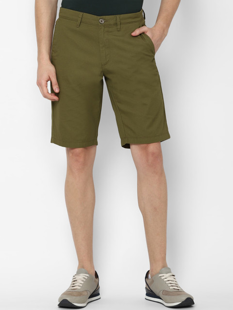 

Allen Solly Men Olive Green Slim Fit Pure Cotton Shorts