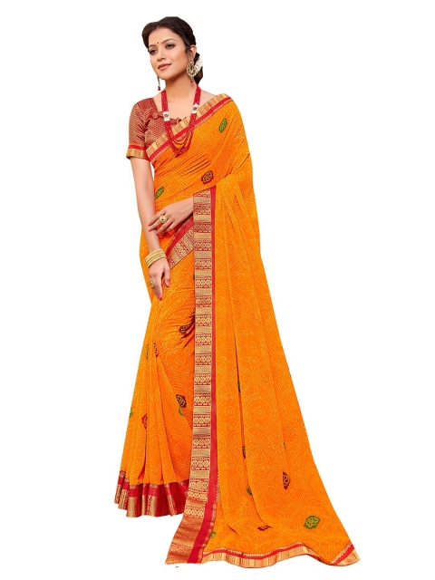 

Ishin Women Orange Bandhani Printed Georgette