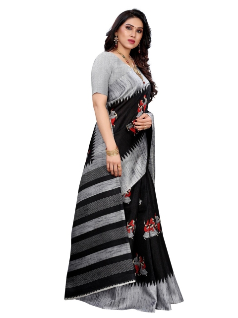 

Ishin Black & Grey Kalamkari Art Silk Saree