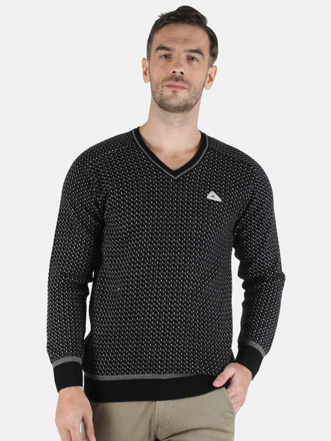 

Monte Carlo Men Navy Blue & White Printed Woolen Pullover