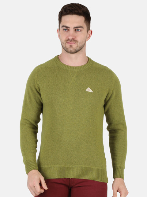 

Monte Carlo Men Green Solid Woolen Pullover