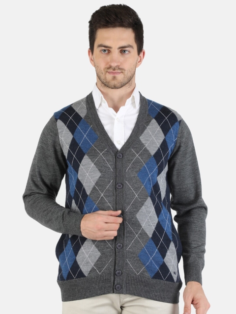 

Monte Carlo Men Grey & Blue Wool Blend Cardigan