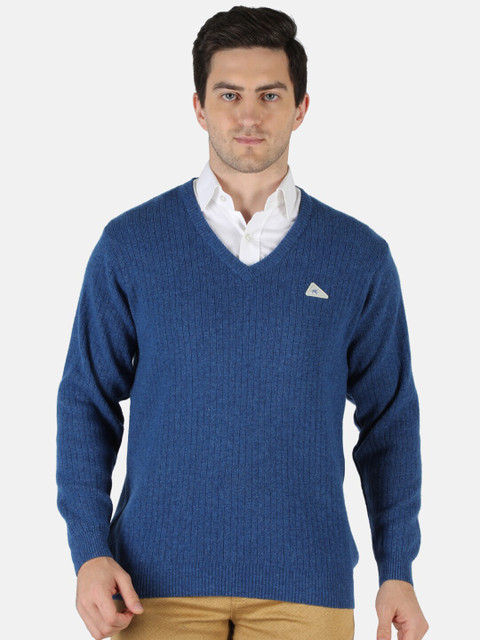 

Monte Carlo Men Blue Wool Solid Pullover