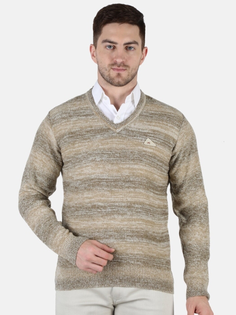 

Monte Carlo Men Beige & Grey Striped Pullover