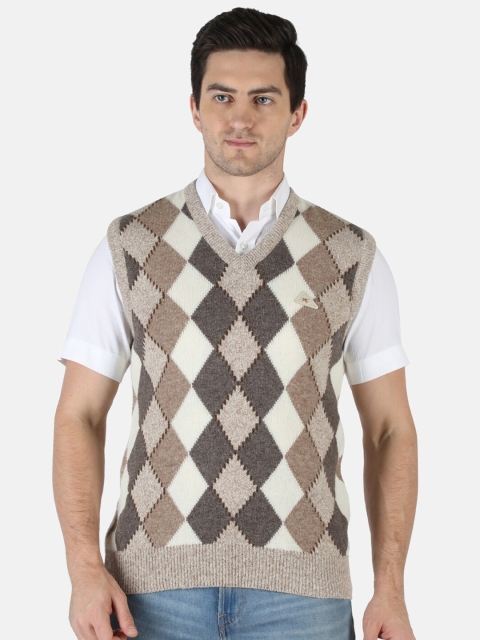 

Monte Carlo Men Brown & White Printed Sweater Vest