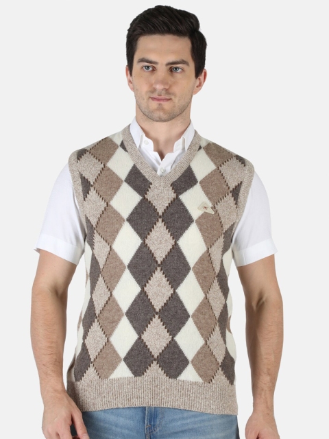 

Monte Carlo Men Brown & White Printed Sweater Vest