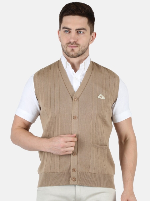 

Monte Carlo Men Beige Solid Cardigan Sweater