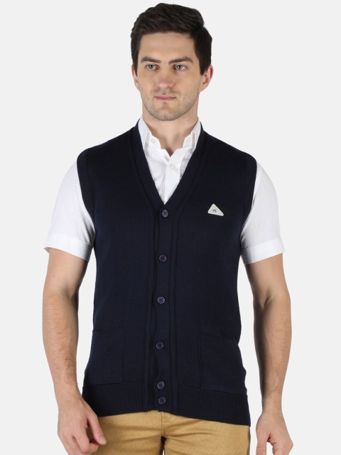 

Monte Carlo Men Navy Blue Solid Wool Cardigan