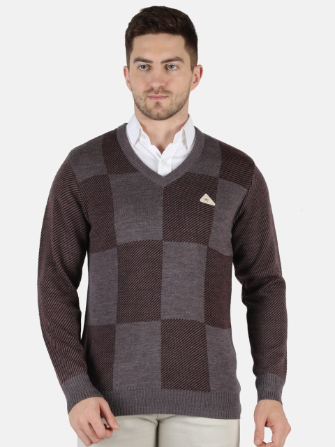 

Monte Carlo Men Brown & Grey Checked Pullover