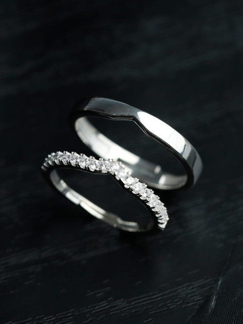 

SHEER by Priyaasi 92.5 Sterling Silver Zircon Couple Rings