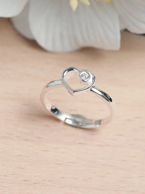 

SHEER by Priyaasi Silver-Plated White AD-Studded Finger Ring