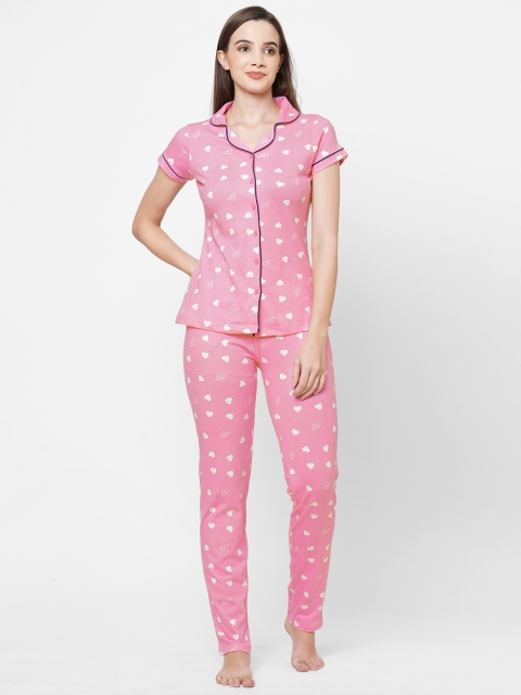 

Sweet Dreams Women Pink & White Printed Night suit