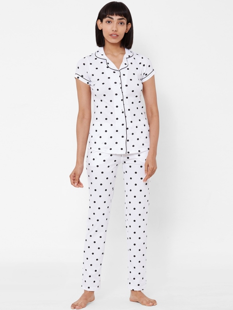 

Sweet Dreams Women White & Black Printed Night suit