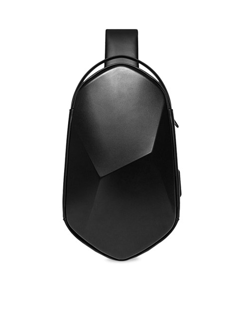 

ELOPPE Black Leather Structured Sling Bag with Tasselled