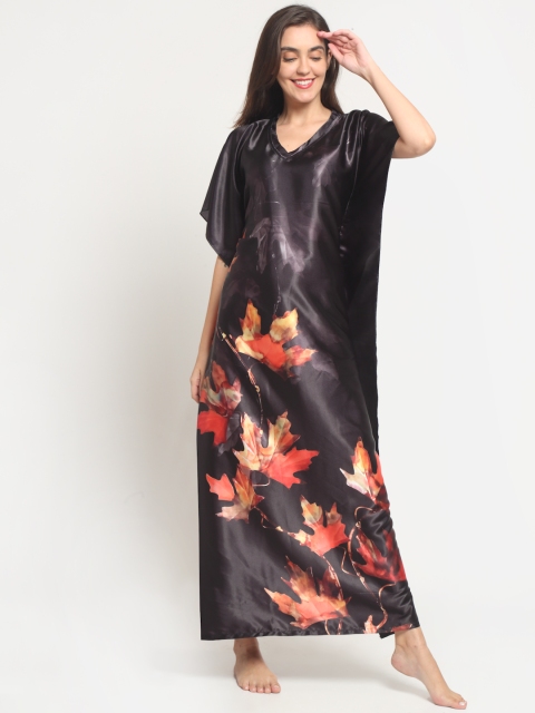 

Claura Black Printed Maxi Nightdress