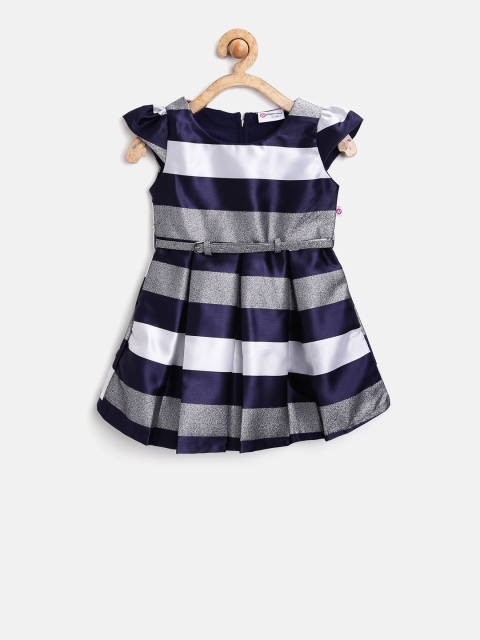 

Peppermint Girls Navy Striped Fit & Flare Dress, Navy blue