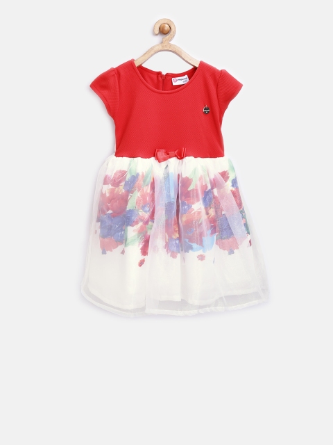 

Peppermint Girls Red Printed Fit & Flare Dress