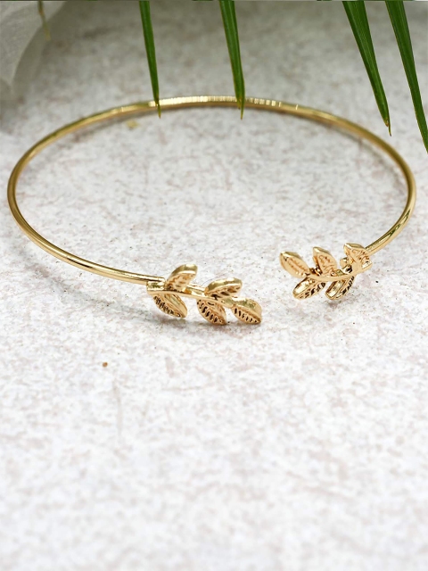 

KACY Women Gold-Plated Leaf Cuff Bracelet