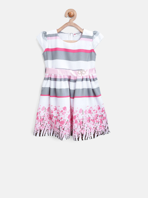 

Peppermint Girls White Striped Fit & Flare Dress