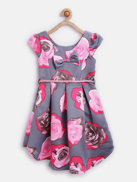 

Peppermint Girls Grey Floral Print Fit & Flare Dress