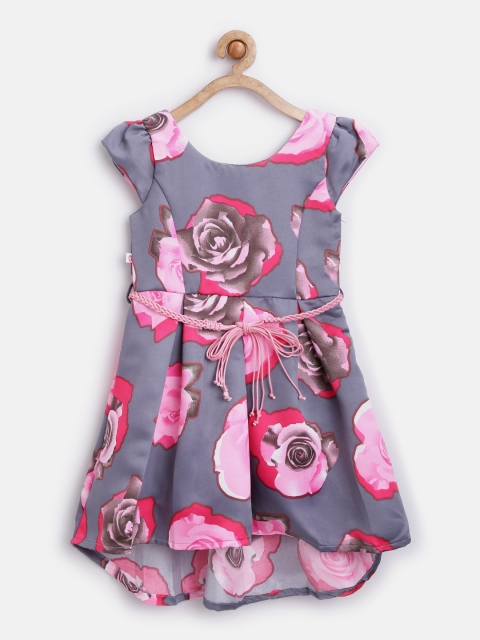 

Peppermint Girls Grey Floral Print A-Line Dress