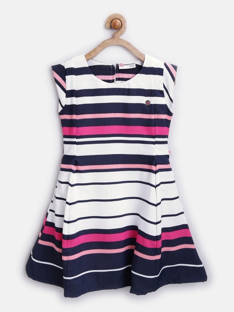 

Peppermint Girls Off-White Striped A-Line Dress