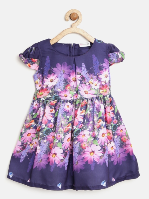 

Peppermint Girls Purple Floral Print Fit & Flare Dress