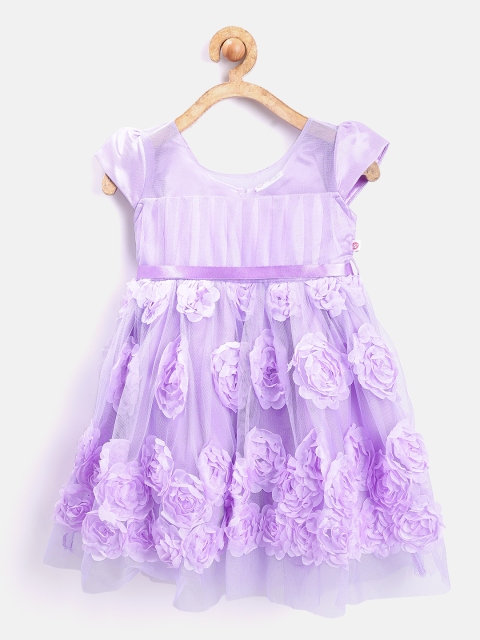 

Peppermint Girls Lavender Self-Design Net Fit & Flare Dress