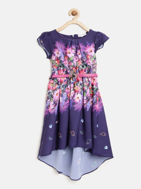 

Peppermint Girls Purple Floral Print Fit & Flare Dress