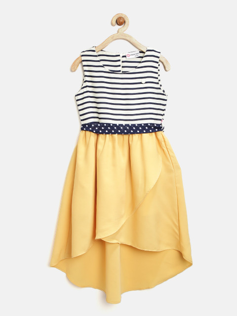 

Peppermint Girls Mustard Yellow Striped Fit & Flare Dress