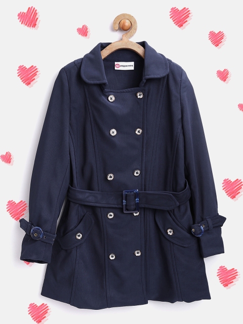 

Peppermint Girls Navy Double-Breasted Pea Coat, Navy blue