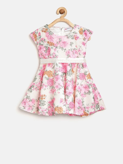 

Peppermint Girls Off-White & Pink Floral Print Fit & Flare Dress