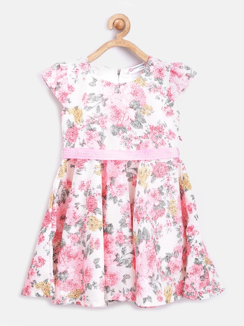 

Peppermint Girls Off-White & Pink Printed Fit & Flare Dress
