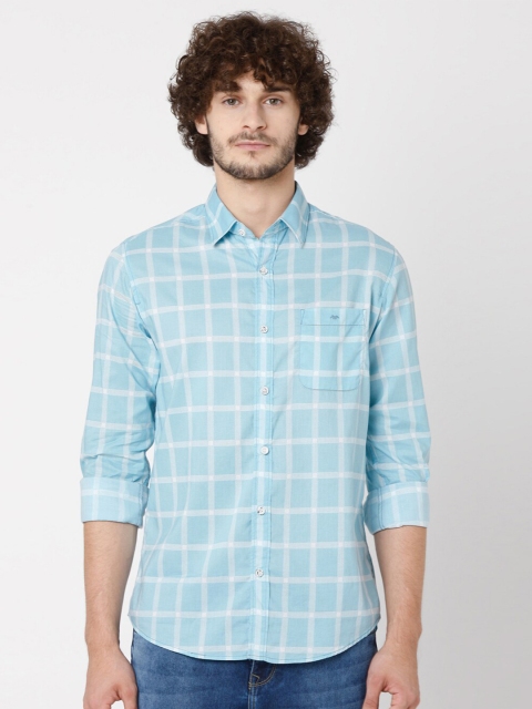 

Mufti Men Blue Slim Fit Checked Casual Shirt