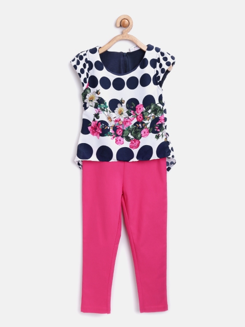 

Peppermint Girls Pink & Navy Printed Layered Playsuit