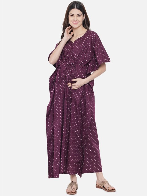

Aujjessa Purple Printed Maternity Kaftan