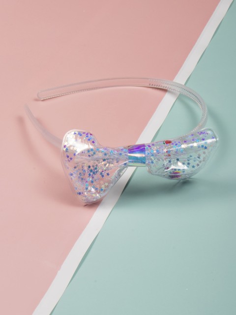 

Arendelle Girls White & Blue Star Glitter Bow Embellished Hairband