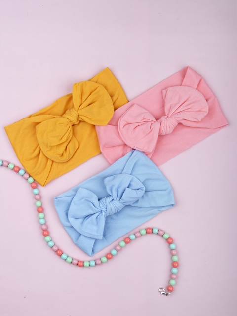 

Arendelle Infant Girls Set of 3 Cotton Bow Hairbands, Pink