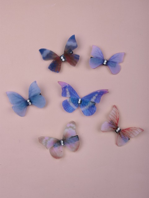 

Arendelle Girls Set Of 6 Multicoloured Butterfly Alligator Hair Clip, Multi