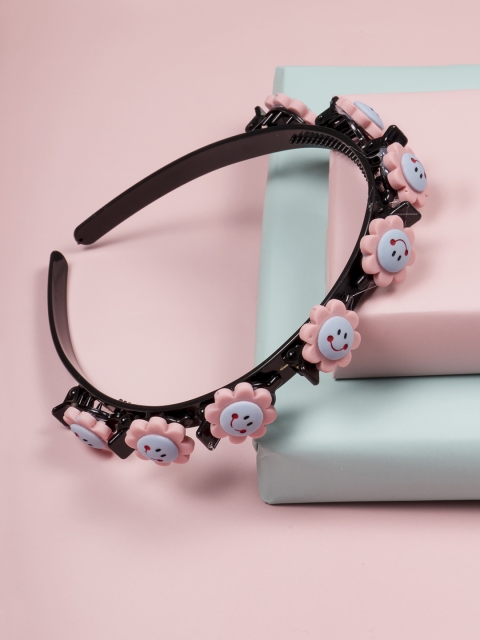 

Arendelle Girls Black & Peach-Coloured Embellished Hairband