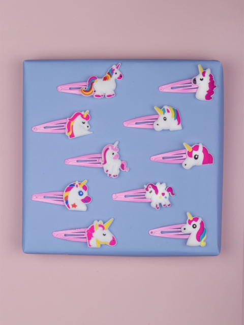 

Arendelle Girls Set of 10 Pink & White Unicorn Tic Tac Hair Clips