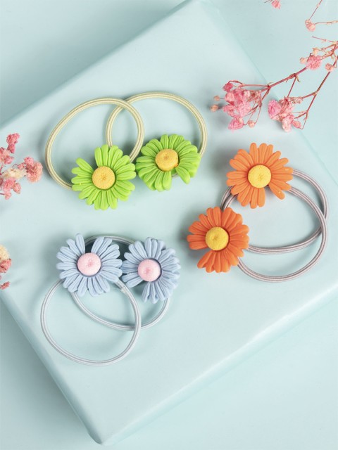 

Arendelle Girls Set of 6 Ponytail Holders, Orange
