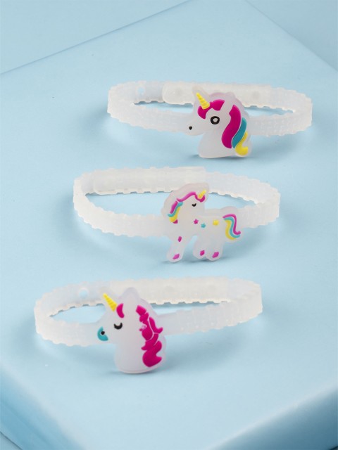 

Arendelle Girls Set Of 3 White Stretch Bands Unicorn Bracelet