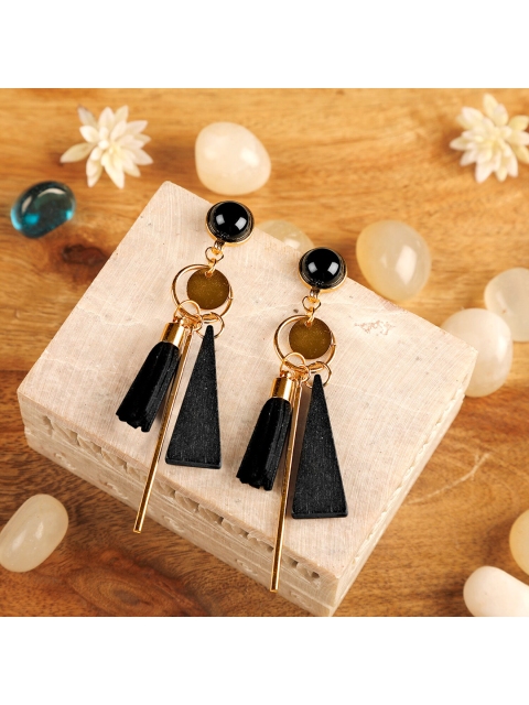 

Arendelle Black Contemporary Drop Earrings