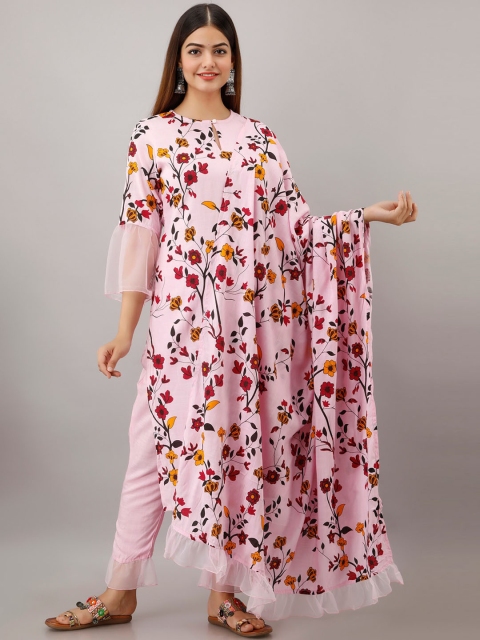 

KALINI Women Pink Floral Printed Empire Kurta with Trouser With Dupatta