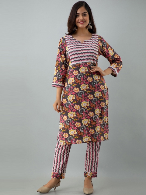 

KALINI Women Assorted Floral Printed Pure Cotton Kurta with Trousers