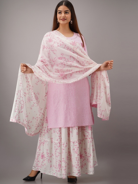 

KALINI Women Pink Floral Printed Kurta with Palazzos & With Dupatta