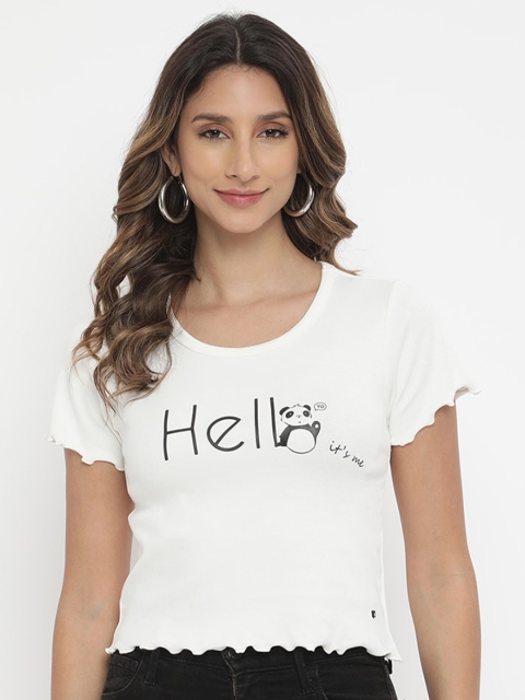 

V2 Value & Variety Women Cream-Coloured Printed Top